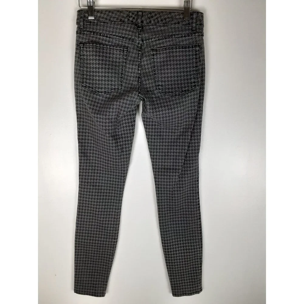 Rich & Skinny Womens Gray Houndstooth Print Low Rise Denim Skinny Jeans 27 - Picture 3 of 6